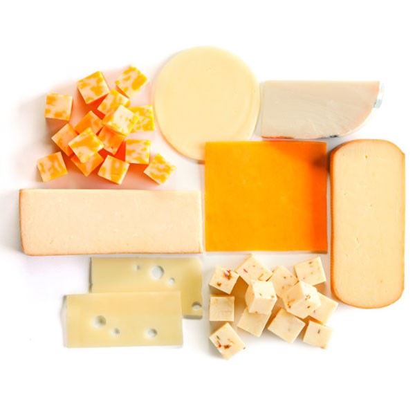 Sliced, Cubed, and Block Cheese in Assorted Colors 