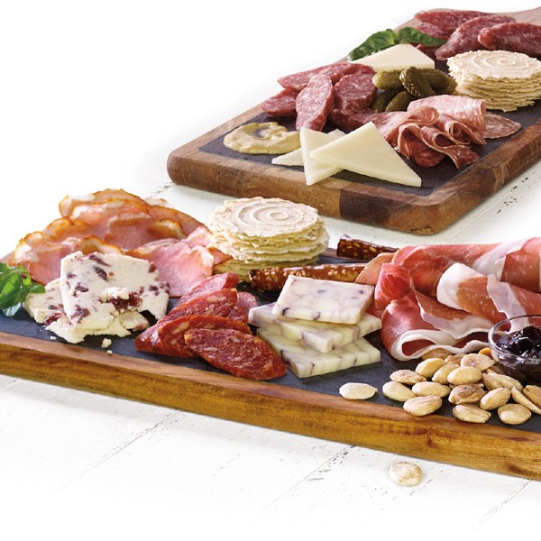 Charcuterie Board with Crackers, Nuts, Cheeses, Jams, and Meats