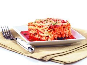 Lasagna on Plate with Fork